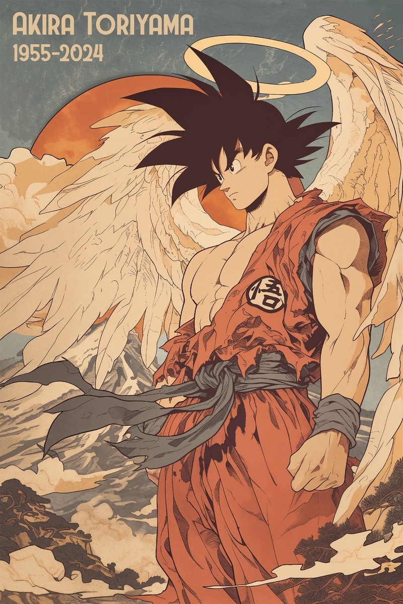Dragon Ball Akira Toriyama Poster - Goku Angel Wings Japanese