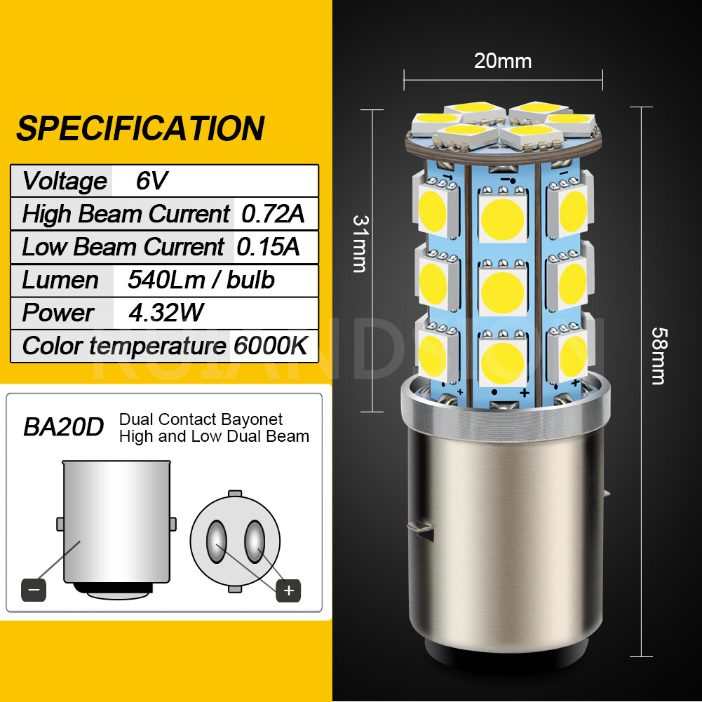 H4 BA20D LED Motorcycle Headlight, CSP Chip Hi/Lo Beam Fog Lamp - Foto 11