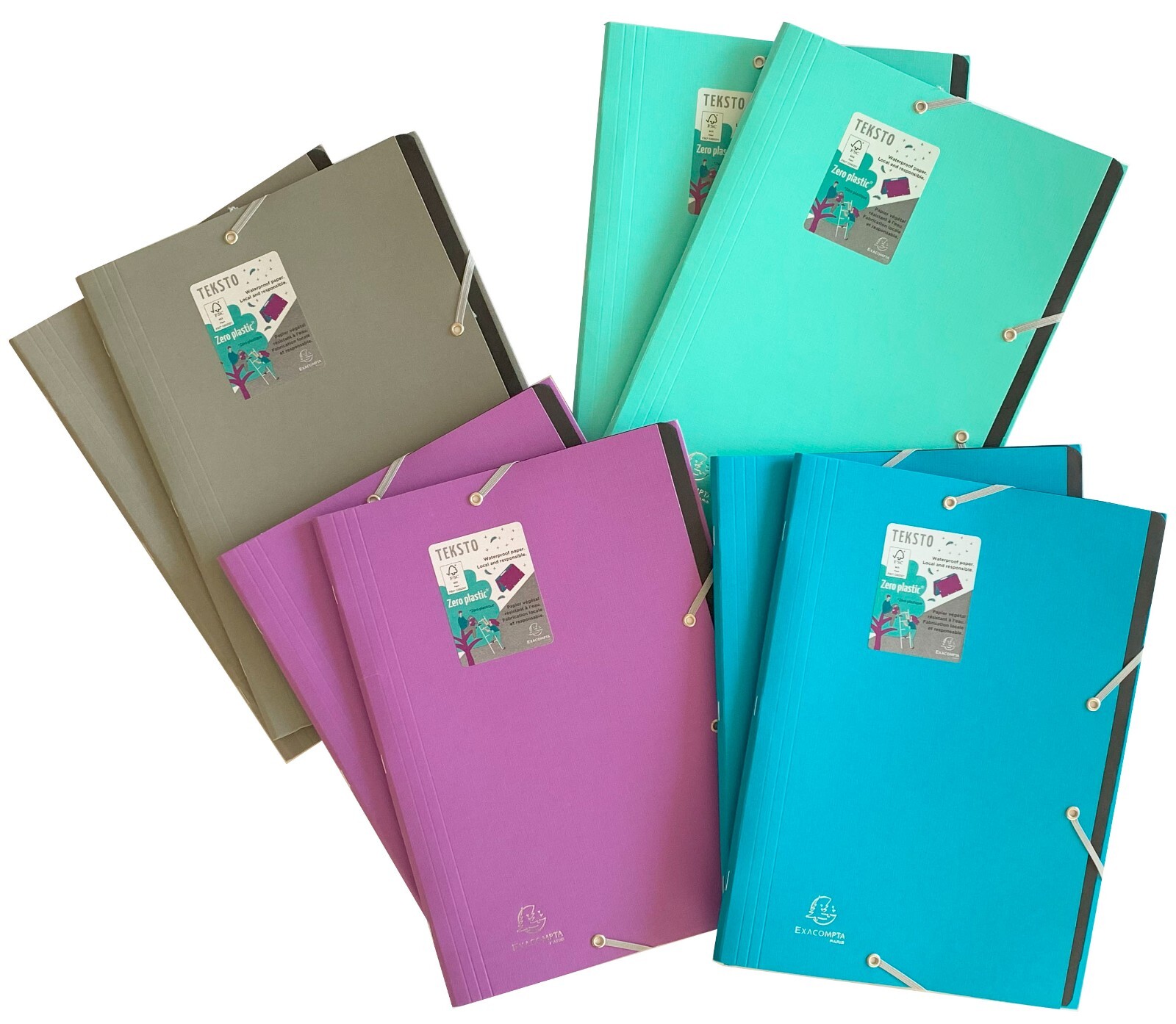 8x Exacompta A4 12-Part Files Folders with 3 Flaps Elasticated Closure VAT Inc