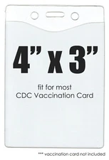 10 25 50 100 CDC Vaccination Record Card Badge Holders Vertical 4" x 3"  for ID