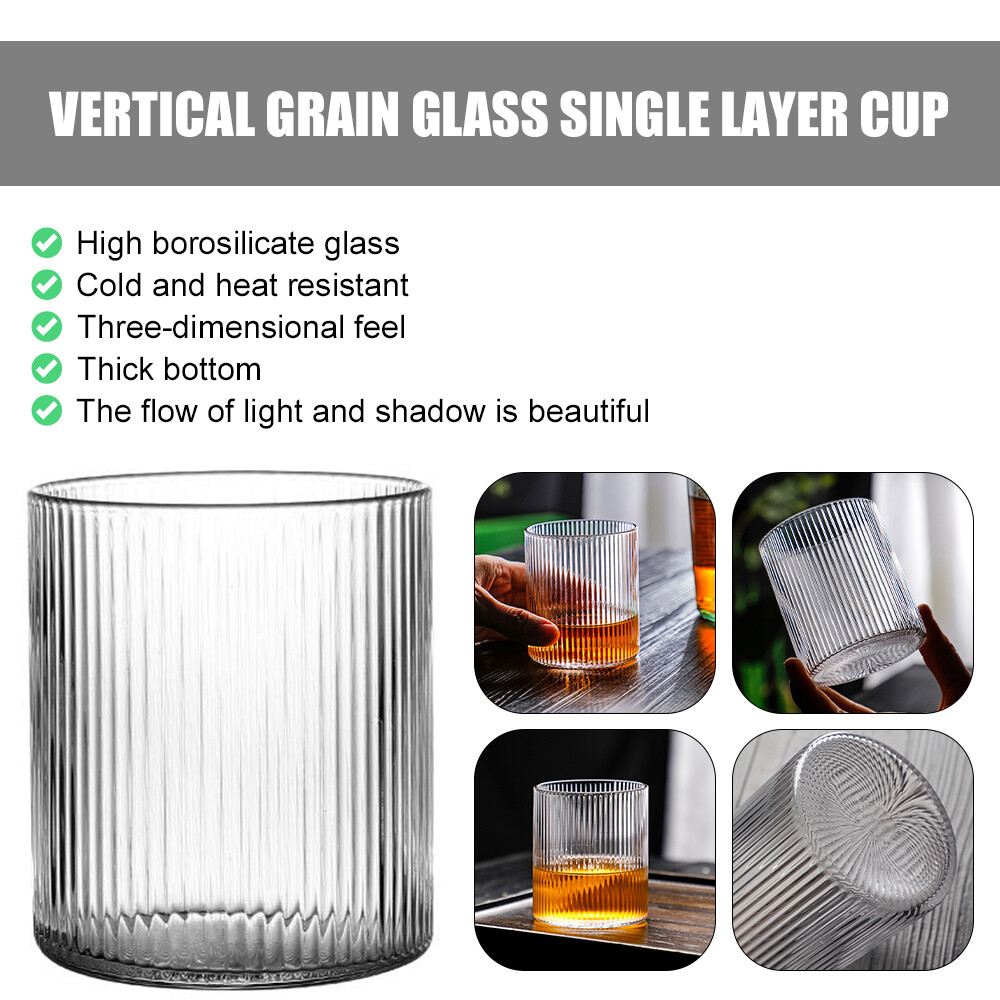 Ripple Whisky Glass Vertical Lines Coffee Cup Transparent Beer Mug Drinking Cup-image