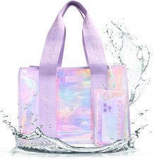 Soap Bubble Beach Tote - Iridescent Beach Bag with Phone Pouch for Women - Water