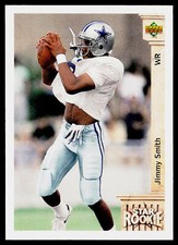 Jimmy Smith, 1992 Upper Deck Football Card, #22, Dallas Cowboys, RC