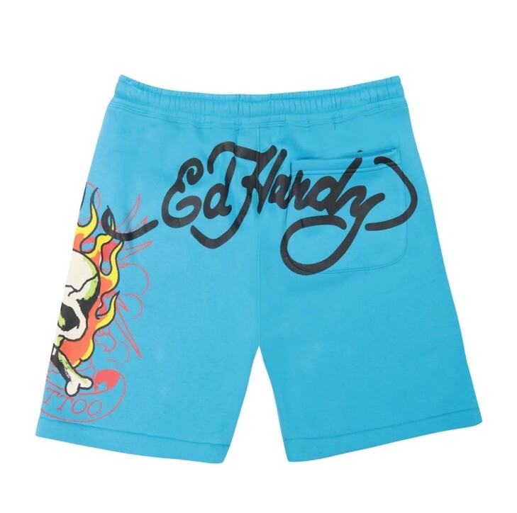 Ed Hardy Mens Size M Graphic flame skull fleece Sweat Shorts | eBay