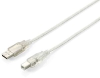 Equip 128653 Equip Usb Kabel 2.0 A -> B St/St 1.00M Transparent Polybe