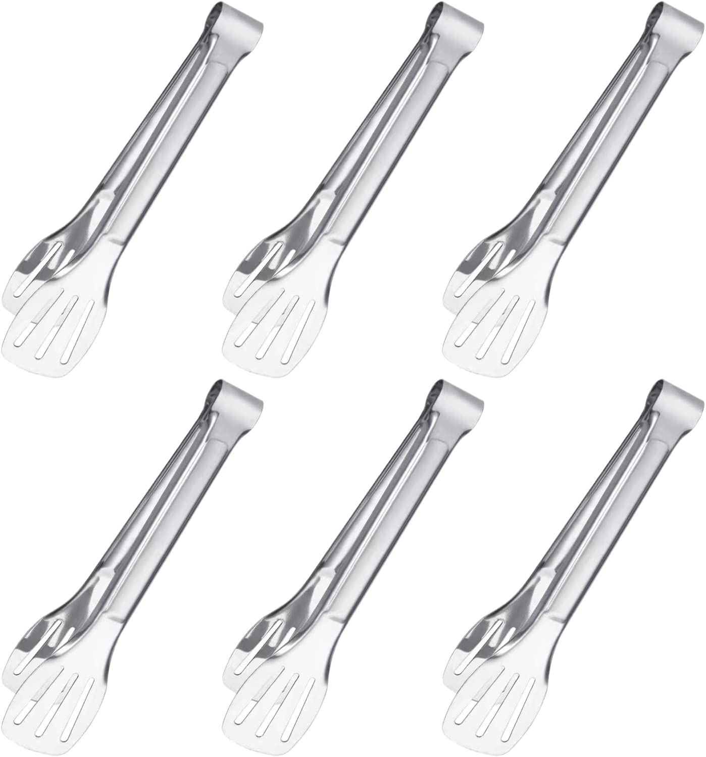 6PCS Serving Tongs, 7Inch Buffet Tongs, Stainless Steel Food Tong Small Serving