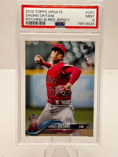 2018 Topps Update - Shohei Ohtani #US1 Pitching, Red Jersey (RC) PSA 9