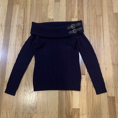 Ralph Lauren Black Label Cashmere Off Shoulder Sweater Purple Women’s Size  M
