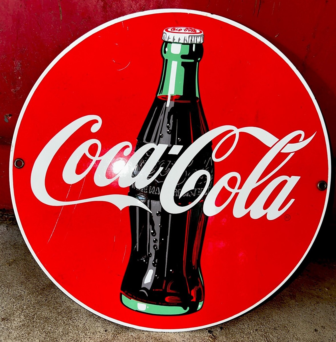 ALWAYS COCA-COLA 看板 Vintage Coca Cola Button advertising Sign- 18” X18”Coca-Cola