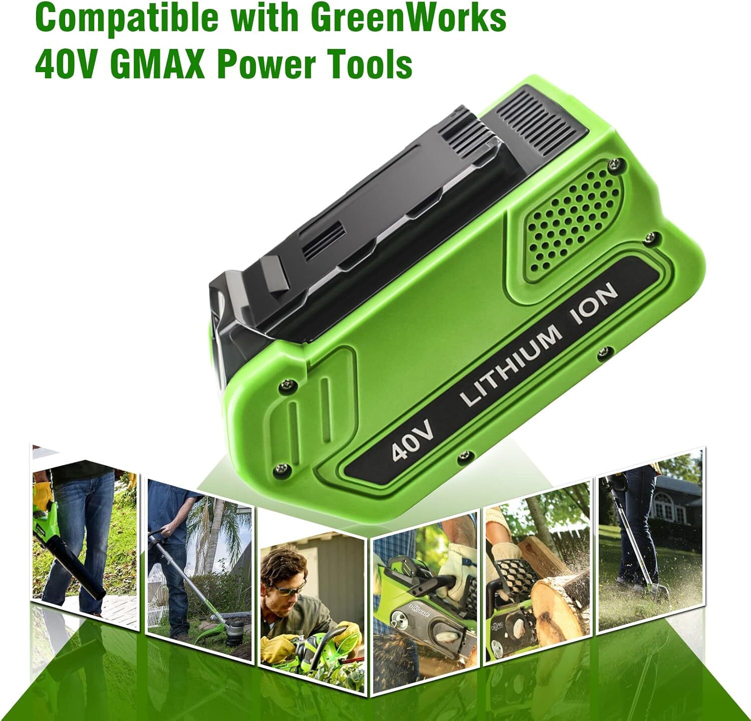 2 Pack 6.0Ah 40V Lithium ion for GreenWorks 29472 29252 20202 G-MAX Power Tool