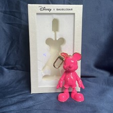 Disney x BAUBLEBAR Mickey Mouse Luxe Bag Charm Keychain Hot Pink New In Gift Box