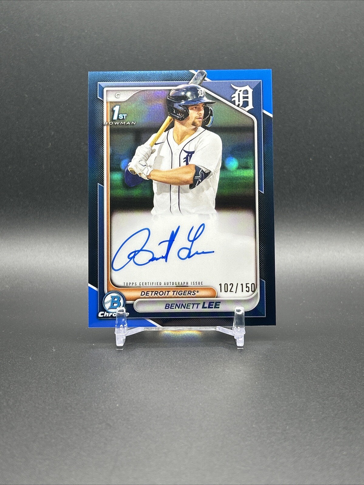 2024 Bowman Chrome Bennett Lee 1st Blue Refractor #/150 Auto Tigers