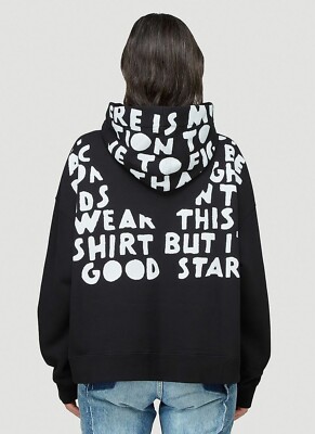 Maison Margiela Womens Small Aids Charity Hoodie Black Oversized Pullover