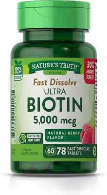 SM Nature's Truth Ultra Biotin 5000mcg Natural Berry Flavor 78ct (3 Pack)
