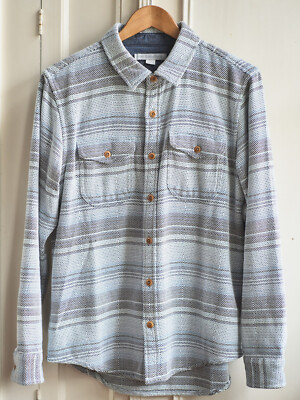 Outerknown Blanket Shirt Sky Blue Mojave Stripe Men's Size Small organic cotton