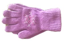 Big Girl wool blend gloves puple with Rhinestone Ornament One Size