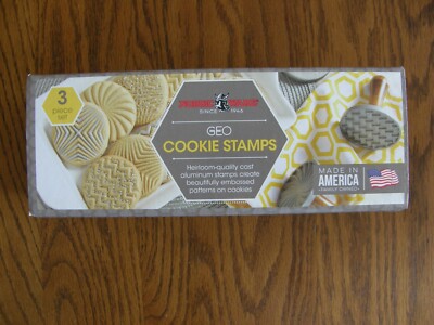 Williams Sonoma Nordic Ware Cast Aluminum Geo Design Cookie Stamps - New