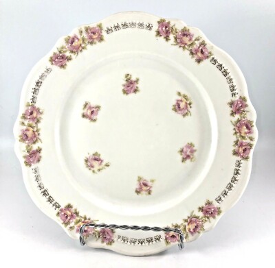 Antique O. E. G. Royal Austria Pink Roses Porcelain Plate Scalloped