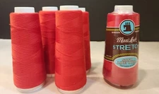 Artillery and Poppy Red Maxilock Maxi-Lock Sewing Thread Lot of 5 Serger Cones