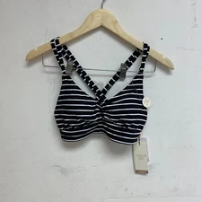 Calia Women's Runched Front Cross Back Racerback Top Stripe Black WSA23204PRT