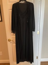 Vintage 1970s Ladies Black Gown and Robe by GOSSARD Artemis - Size Small/Petite