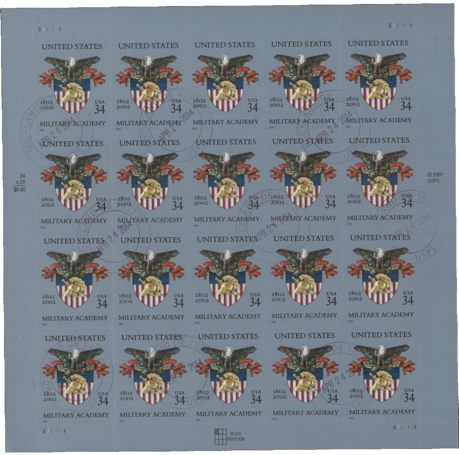 Multi-Color Used United States Stamps