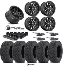 Fuel Covert Black Wheels W Tires Mt Gripper Mud 33 12.50 17 Five Set D694