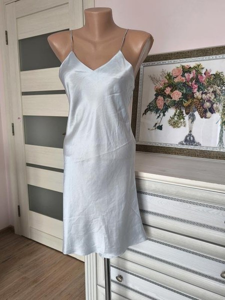 Women Silk Nightgown Blue 36 / S / 44