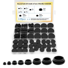 125PCS Rubber Plugs for round Holes, Premium Black Rubber Hole Plugs, Various