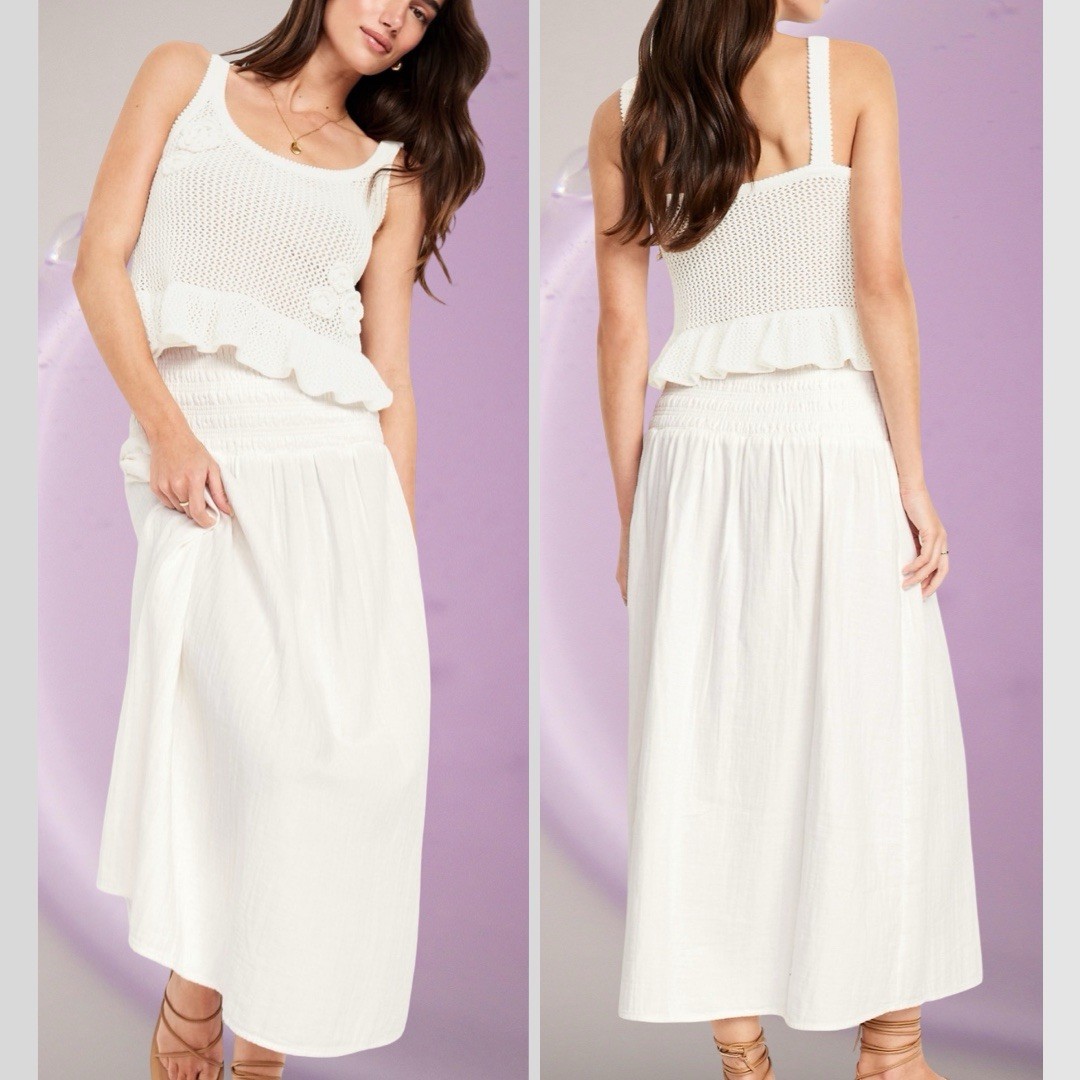 NWT GAP OLD NAVY XL SEMI SHEER CROCHET TOP MATCHING MAXI SKIRT