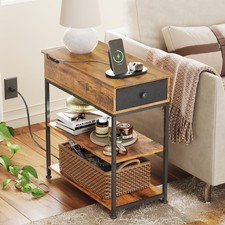 17 Stories Reggis 24'' End Table with USB Outlets - Farmhouse Style