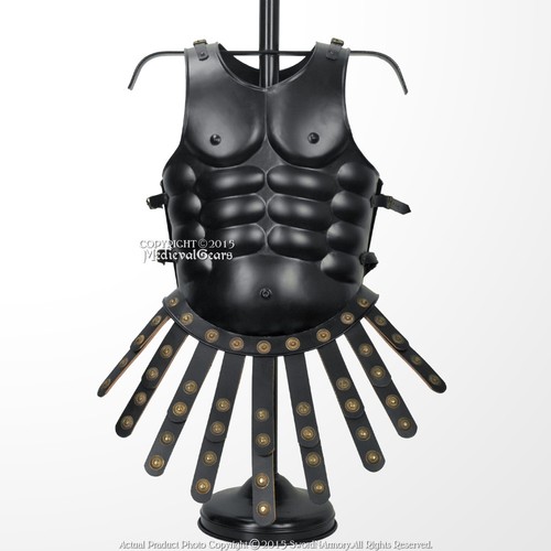 Medieval Roman Body Armor Breast Plate Muscle Cuirass 20G Steel w/ Leather Apron - Picture 2 of 9