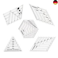 5 StüCke Patchwork Lineal, Grad Lineal Set, Transparent Ruler Vorlage, Patchwork