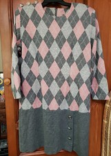 vintage argyle pattern Stuart Alan shift dress, size 12