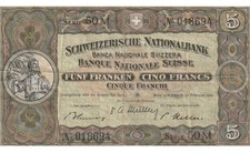 Schweiz 5 Franken Banknote 22.2.1951 Serie 50 M - SELTEN &ndash; (1)