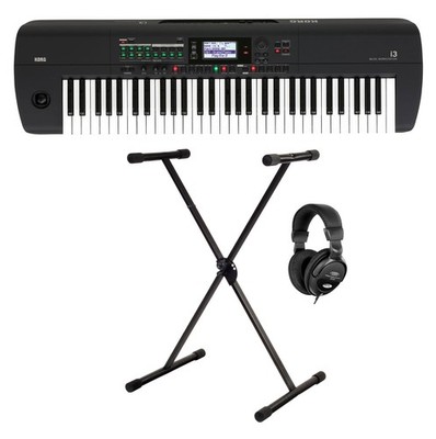Korg i3 Music Workstation Set Schwarz 61 Keys Software Keyboardständer Kopfhörer