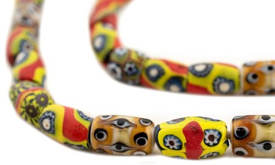 Oval Antique Venetian African Millefiori Trade Beads #15854 10mm Ivory Coast