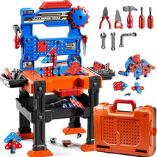 Kids Tools Toy Sets for Aged 3 4 5 6 7 8, 2 in 1 Workbench Toys for Toddlers 3-5