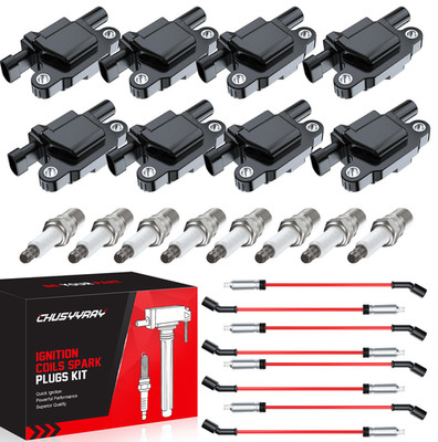 8* Ignition Coil & Iridium Spark Plugs & Wires For Chevy GMC 5.3 6.2L UF413