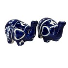 Elephant Salt and Pepper Shakers Set of 2 Cobalt Blue with Stoppers Ceramic