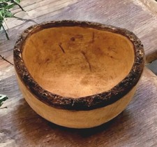 Rustic Hand Carved Wood Serving Bowl Large with Makers Mark Danny Seo Art