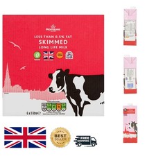 Long Life British UHT Skimmed Milk - 6 Bottles of 1L, Perfect for Every Kitchen