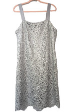 16W Petite Silver Lace Cocktail Dress; R  M Richards; Formal