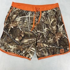Duck Commander Shorts Mens 2XL Camo Orange Swim Trunks Advantage Max 4 Lined