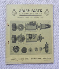 HUMBER 16/50 1931 LUCAS Parts List published January 1932 
