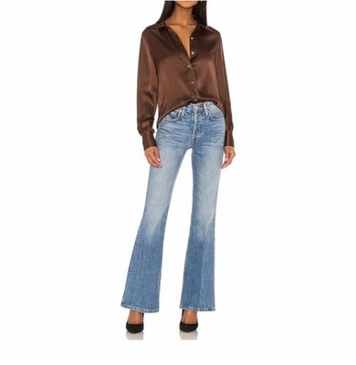RE/DONE High Break Flare Jeans Vintage Blue Designer Denim Long 32  Size 27