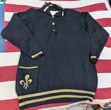 VINTAGE Karen Kane Women Sweater M  Lambswool Rabbit Hair Tunic Embroidered Gold