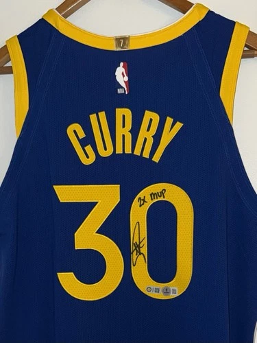 Stephen Curry "2x MVP" Signed Warriors Nike ADV NBA Authentic Jersey USASM & BAS