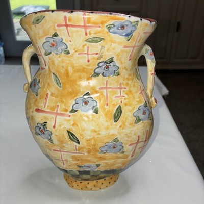 Terra-Cotta Vase NANCY GARDNER? Artist Signed Some Chips Beautiful Piece GUC