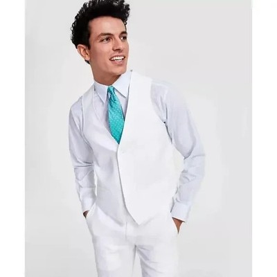 $115 Bar III Men's Slim Fit Button Up Suit Vest XL White Brand New With Tags